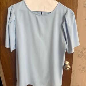 Light Blue Women's Blouse - Classic Short Sleeve Top